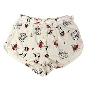 🆕Colsie Silky Holiday Dogs Boxer Pajama Shorts Elastic Waist Drawstring Size XS